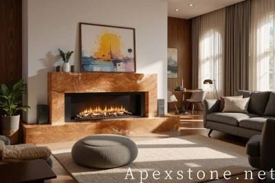 Sawn Orange Peel Marble Hearth